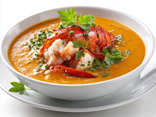 Lobster bisque with fresh parsley and chives