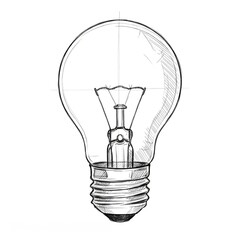 Obraz premium Sketch of a light bulb with detailed design showcasing the filament and electrical components