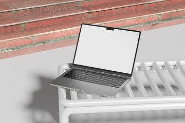 laptop on the desk blank mockup