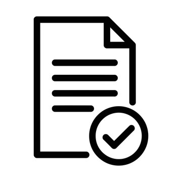 file with checkmark line icon representing document approval and task completion
