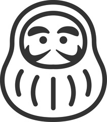 達磨のアイコン（線画）のイラスト
