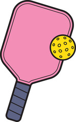 Pickleball Paddle Pink and ball sport icon.