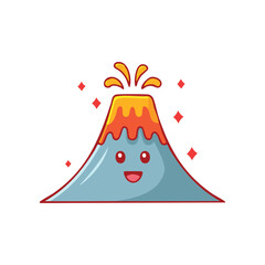 A smiling cartoon volcano erupting with lava