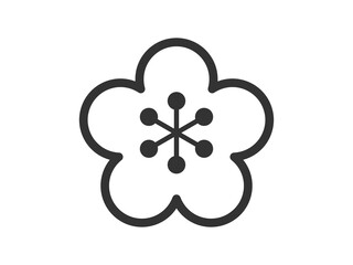 梅の花のアイコン（線画）のイラスト