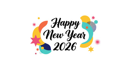 Fototapeta premium Creative 2026 new year greeting with abstract shapes and vibrant colors