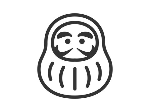 達磨のアイコン（線画）のイラスト