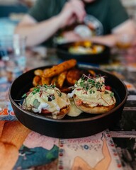 Eggs Benedict brunch plate