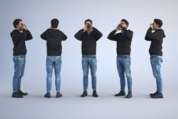 3d model of a man shouting in jeans.