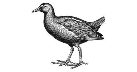 Obraz premium Engraved bird artwork with detailed feathers and textured design