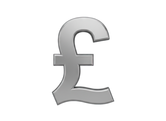 Silver Pound Sterling Currency Symbol Finance And Banking Concept On Transparent Background