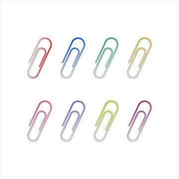Set of Colorful Paper Clips Isolated on White Background for Office and School Supplies