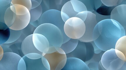 Abstract Soft Focus Blue And Gold Bubbles With Subtle Texture And Bokeh Effect