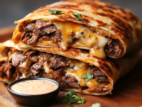 Beef folded wrap with sauce