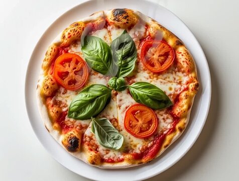 Italian pizza on a white plate