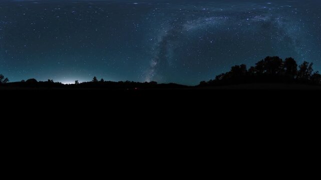 VR 360 Equirectangular Summer Night Sky Forest Milky Way Galaxy Mount Pinos Astrophotography Time Lapse California USA