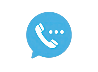 Telephone Icon Inside A Speech Bubble With Dots And Transparent Background