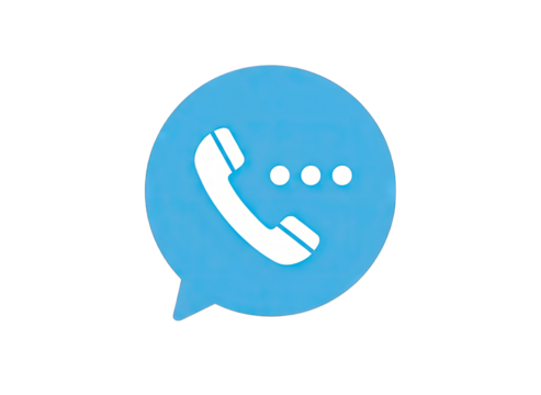 Telephone Icon Inside A Speech Bubble With Dots And Transparent Background