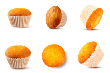 Set of muffins isolated on white isolated on white background.