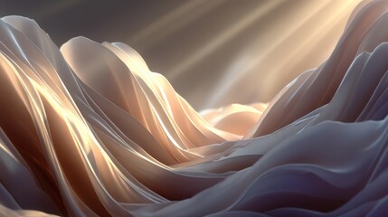 Abstract Landscape With Golden Light Rays And Smooth Rippling Textures