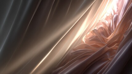 Abstract Peach And White Silk Fabric With Soft Golden Light Rays And Soft Focus Background
