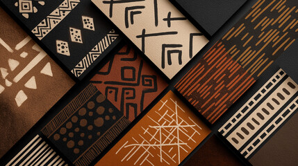 African culture designs on diagonal shapes
