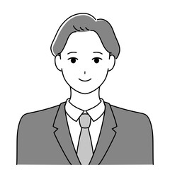 落ち着いた印象の男性　スーツ姿の人物イラスト