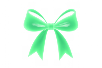 Green ribbon bow celebrating special occasions, presenting festive gifts and decorations with a transparent background