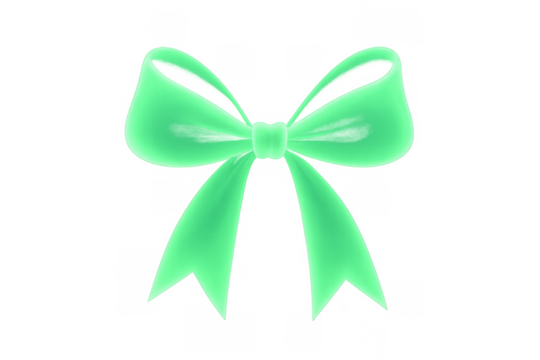 Green ribbon bow celebrating special occasions, presenting festive gifts and decorations with a transparent background