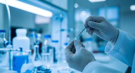 Fototapeta premium Scientist working with test tubes in a laboratory