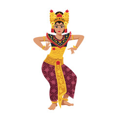 Balinese dancer in traditional clothing showcasing a vibrant dance routine. Perfect for cultural presentations, travel brochures, and diverse artwork.