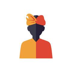 Silhouette of person in bengkulu headdress, representing indonesian culture. Suitable for travel brochures, cultural presentations, and educational materials.