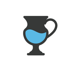 Gray pitcher filled with vibrant blue liquid. Perfect for kitchenware catalogs, beverage advertisements, or restaurant menus showcasing refreshing drinks.