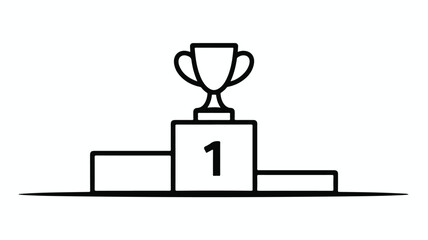 First place trophy on a winner's podium celebrating achievement and success.