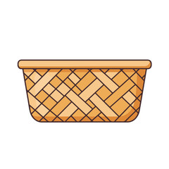 Rectangular woven basket with a brown rim design is suitable for rustic home decor, storage solutions, and picnic accessories. Great for naturalthemed projects.
