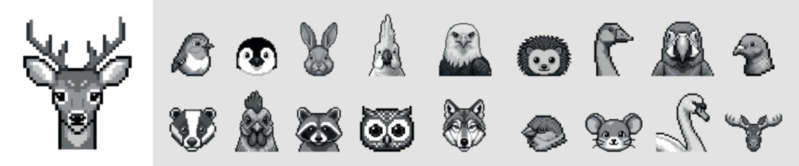 Pixel Wildlife Portraits — 8-bit Animal Faces Collection © Dmytro Chub
