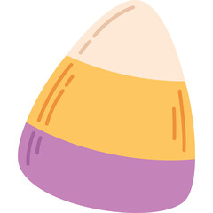 Sweet Candy Corn Treat With Three Color Stripes Purple Yellow White For Halloween Festive Occasion