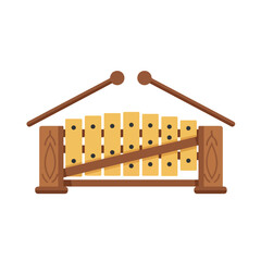 Xylophone and mallets for music education visuals. Ideal for school projects, music lesson plans, music blog headers, and instrument advertisements.