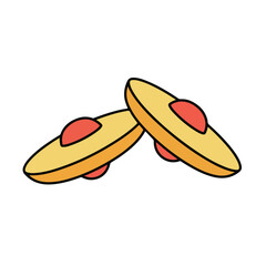 Two cartoon tostadas with orange toppings on a white background. Perfect for food blogs, mexican cuisine designs, or social media posts.