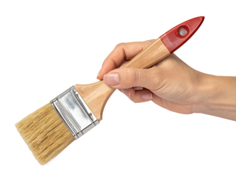 Creative inspiration with a paint brush held in hand, artistic expression and DIY home projects for modern living spaces