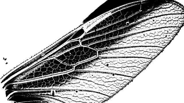 Closeup of a detailed insect wing isolated on white background