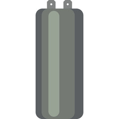 Tall Cylindrical Object with Two Top Connectors in Shades of Gray Against a White Background