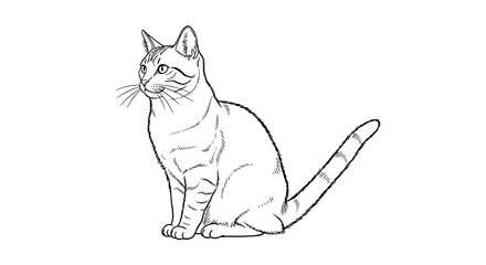 Obraz premium Elegant cat illustration with realistic line art on white background