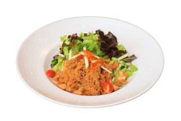 Close-up shot of a healthy and colorful fresh salad, ready to eat