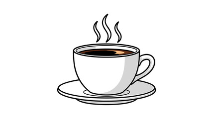 Obraz premium Steaming Cup of Coffee Illustration with Simple Minimalist Design