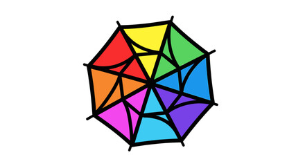 Obraz premium Brightly colored stained glass illustration with black outline on white