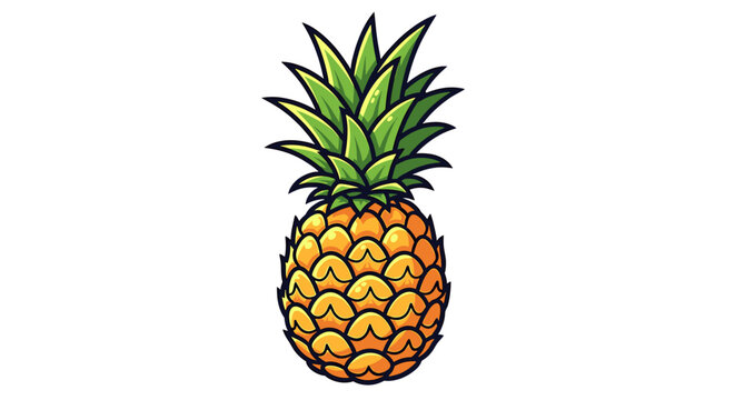 Vibrant pineapple illustration with detailed textures and bold outlines