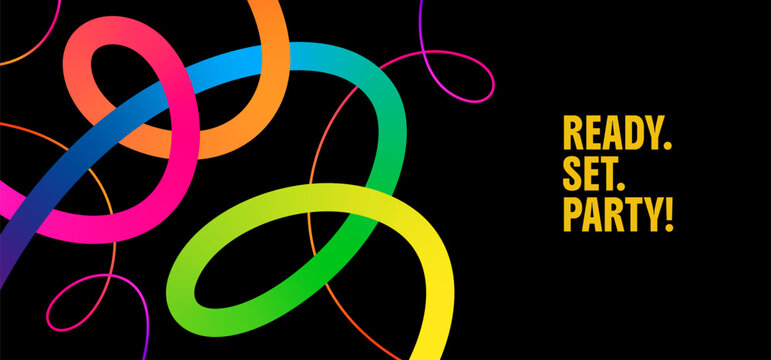 Abstract Color Lines Pattern. Gradient Curve Shape Ribbon Background. Vector Party Graphic Design. Gradient Color Wave Lines.