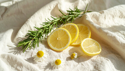 ハーブとレモンのナチュラルデトックス背景