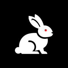minimalist_red_eye_rabbit_silhouette_black_white_icon
