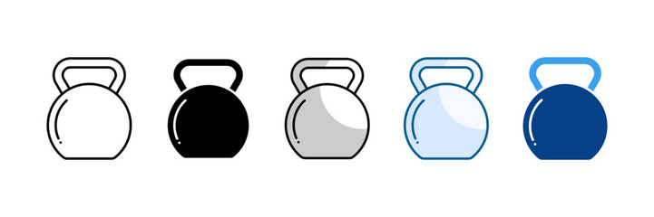 Kettlebell Icon Set Multiple Style Collection